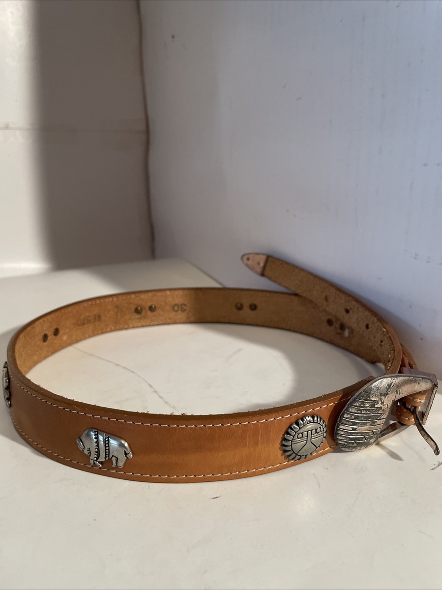 Native American Indian real leather belt size 30 with Indian
