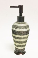 NEW RESIN CREAM+BROWN+GRAY STRIPED TEXTURED SOAP,LOTION DISPENSER