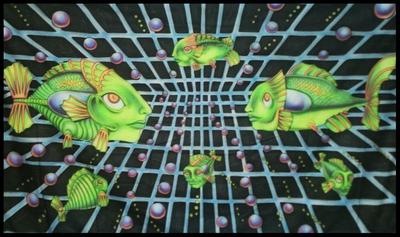 ***ON SPECIAL*** Psychedelic Fish Wall Hanging Sacred Geometry Tapestry LSD UV
