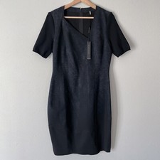 NWT Elie Tahari Karli Dress Women's Size 10 Black Short Sleeve $368 Zip Back NEW
