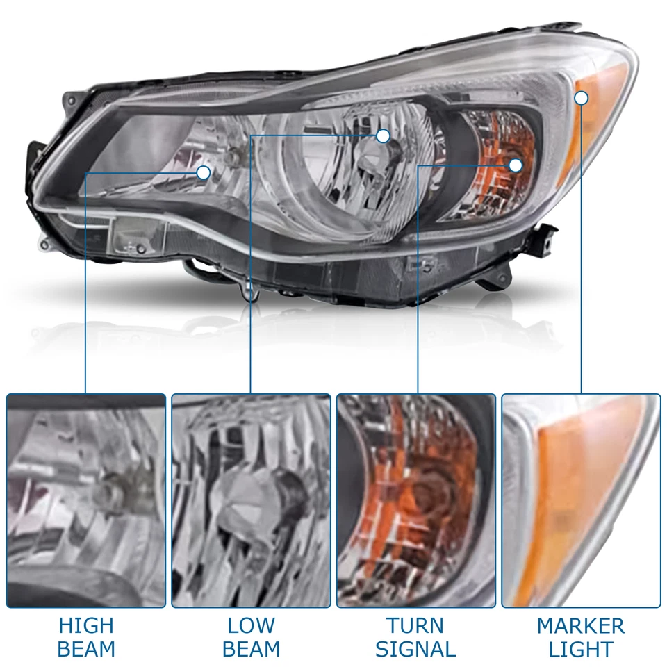 Halogen Headlight Left & Right Fits 13-15 Subaru XV Crosstrek Subaru Impreza Foto 2 de 4