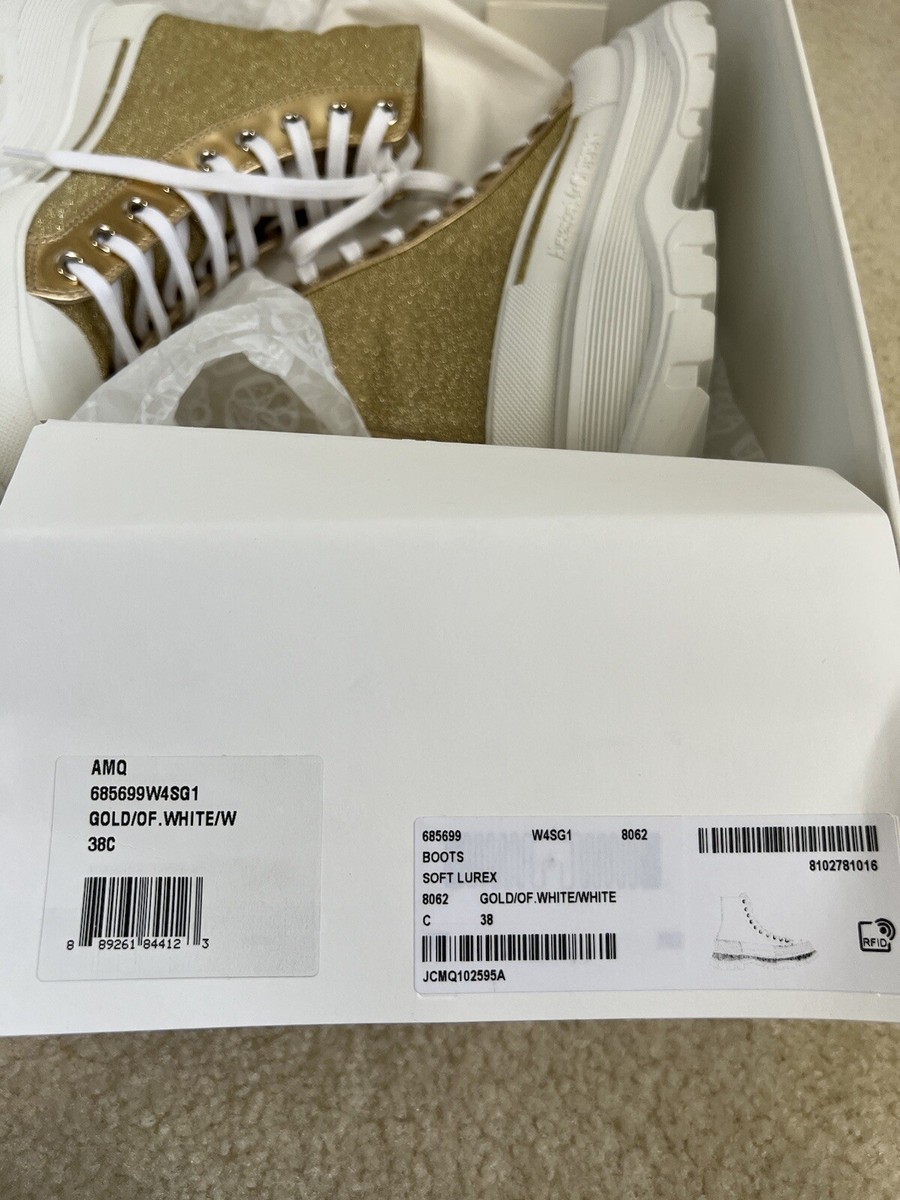 ALEXANDER MCQUEEN TREAD SLICK GLITTER HIGH TOP SNEAKERS BOOTS Sz