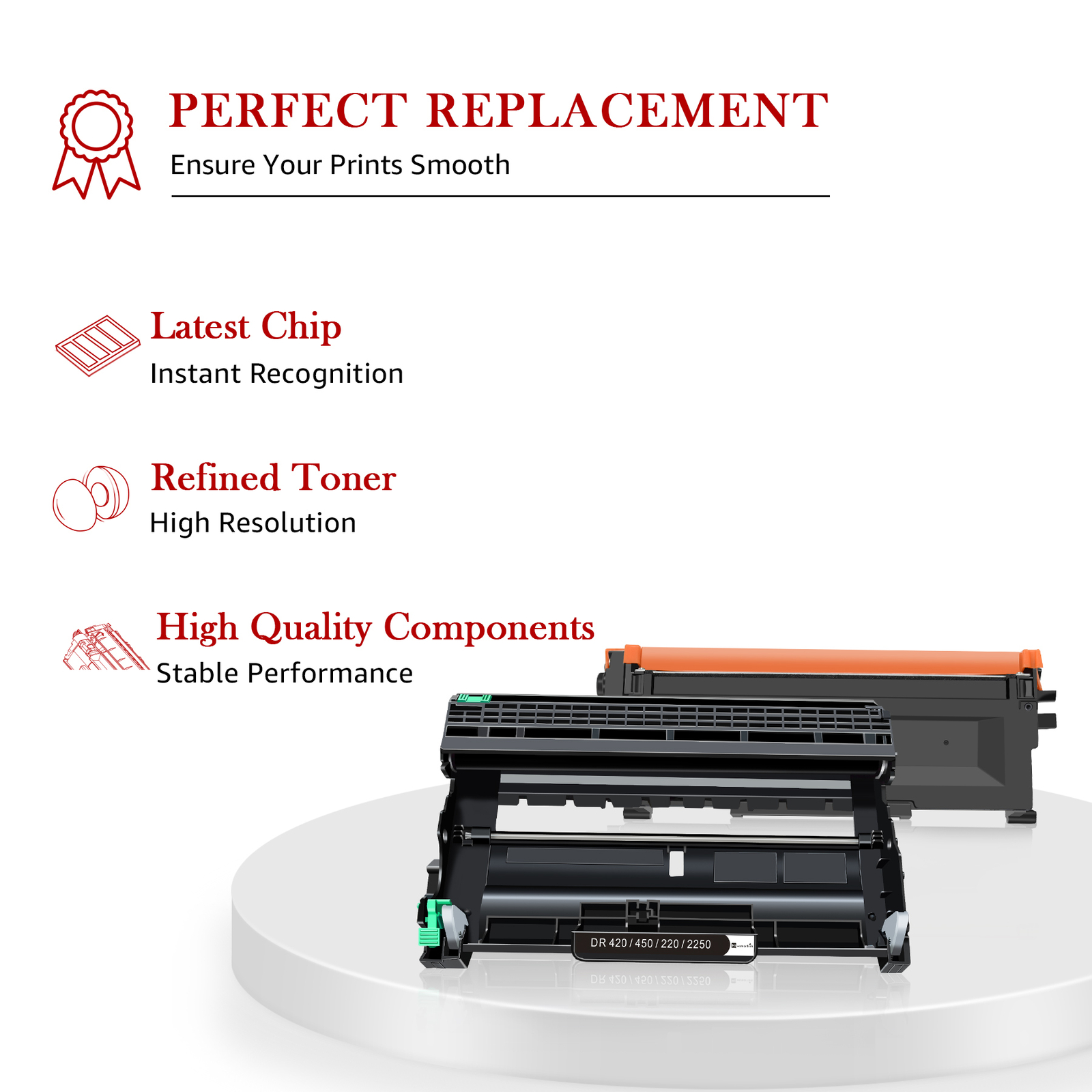 2 Toner TN450 & 1 DR420 Drum for Brother TN450 TN420 DCP7055 7070 MFC
