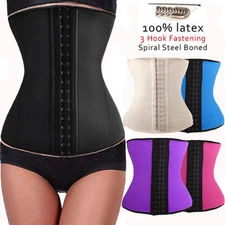 Women's Latex Corset Waist Training Cincher Trainer Long Torso Shapewear Shaper