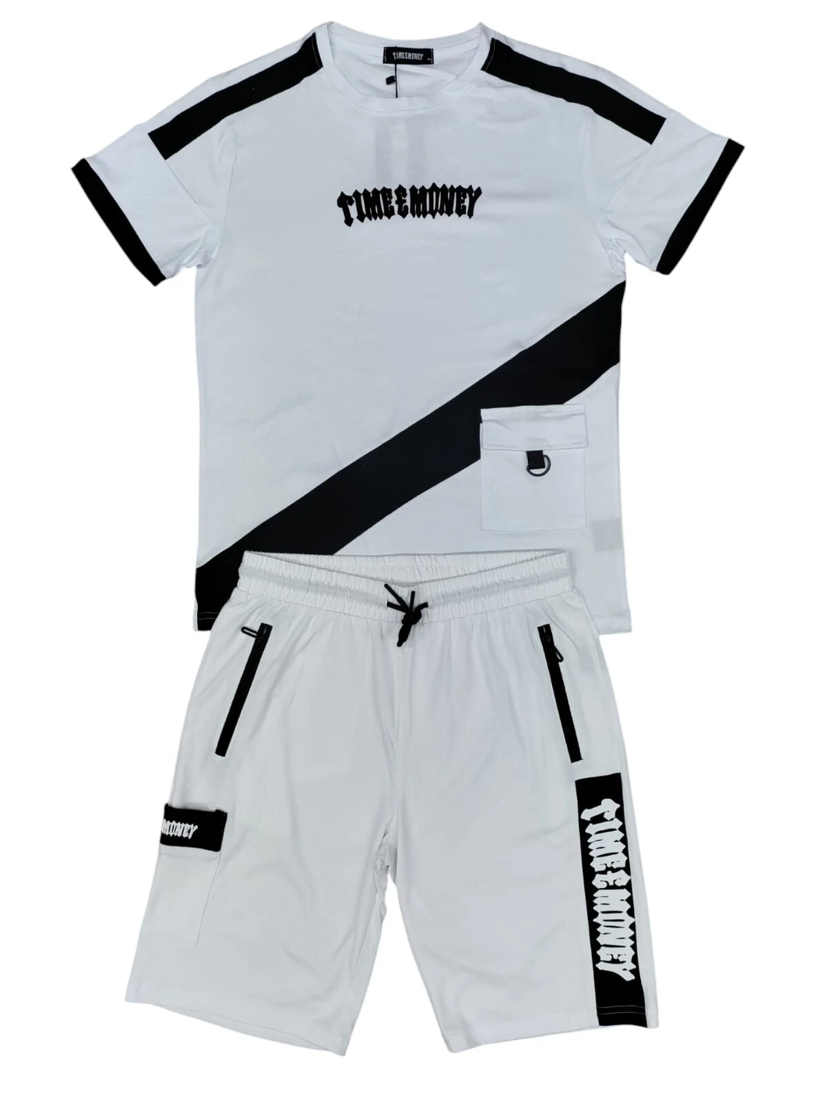 Mens Tracksuit Set Time Is Money Cotton T Shirt & Shorts Gym Men Top Sports Wear