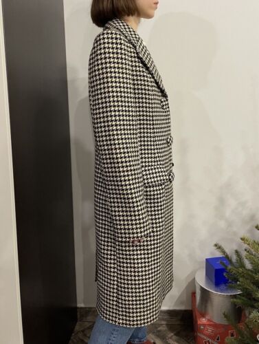 Cappotto lungo lana Moschino Jeans stampa pied de poundstooth nero bianco taglia US12 - Foto 5 di 15