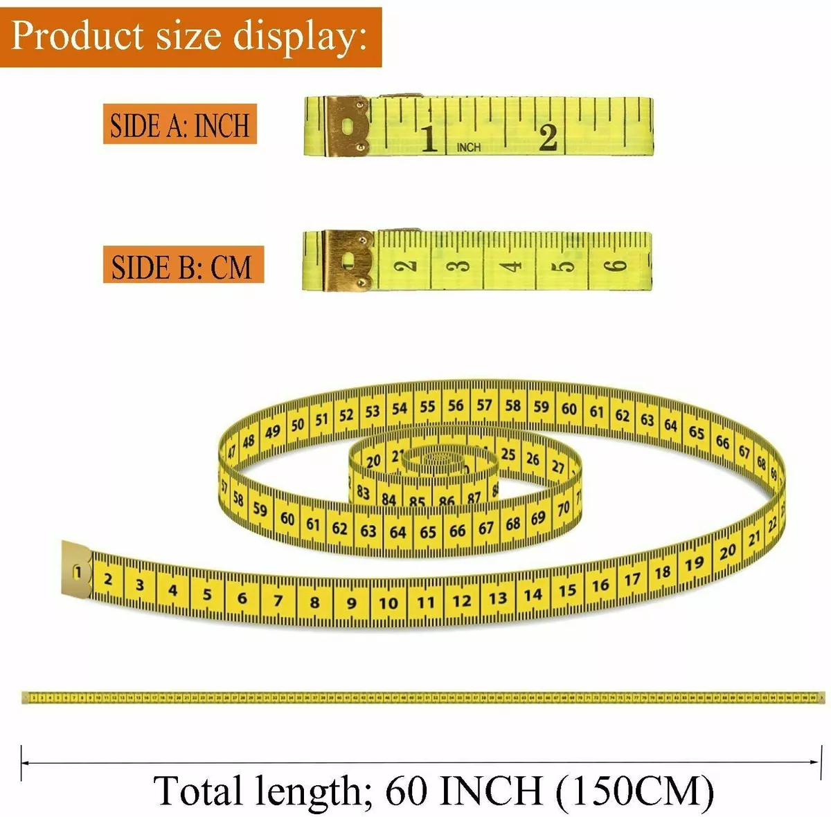 2 Pack Body Measuring Ruler Sewing Cloth Tailor Tape Measure Soft Flat  60/150cm