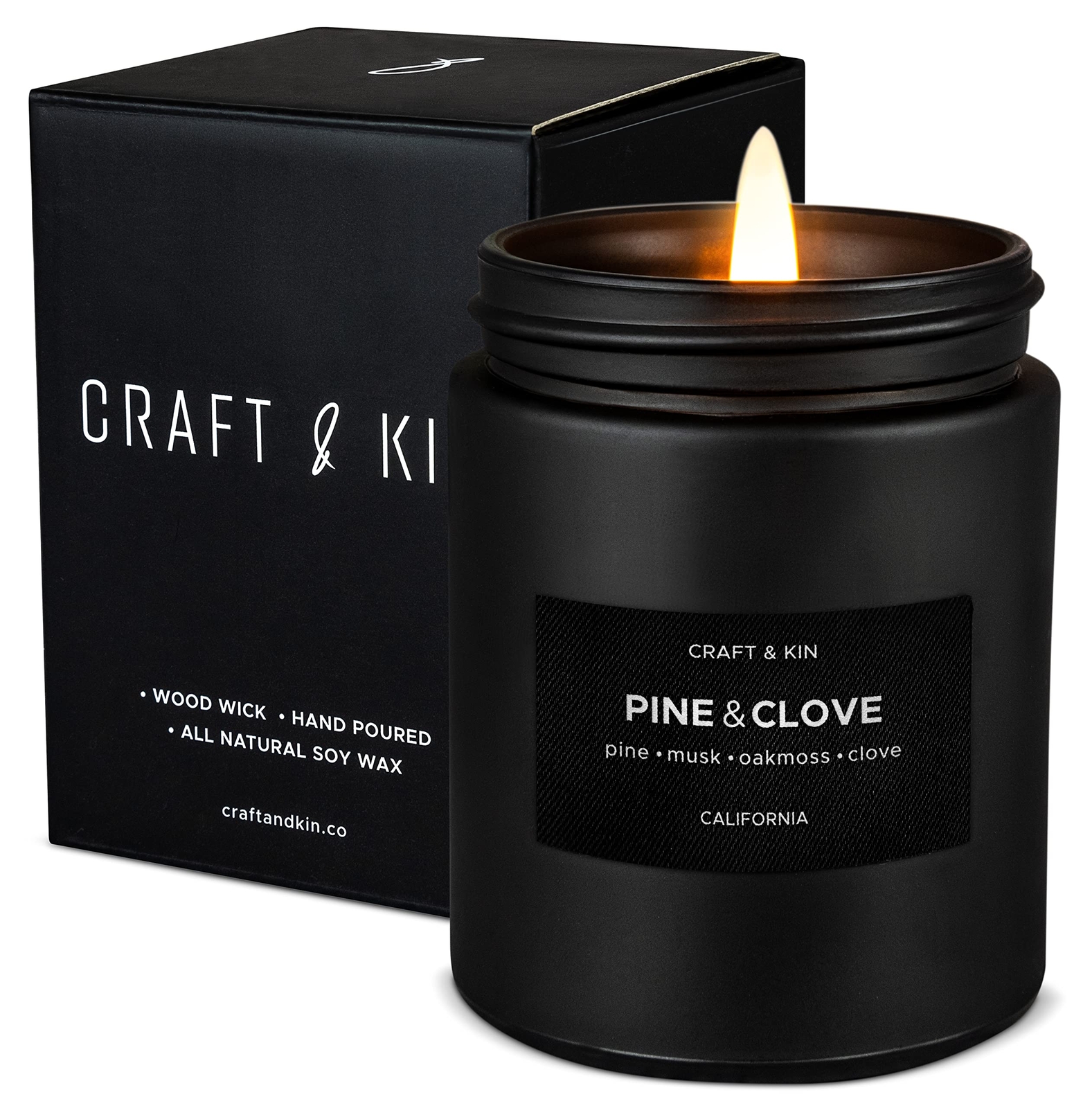 Pine Clove Scented Soy Candle for Home with Masculine Aroma