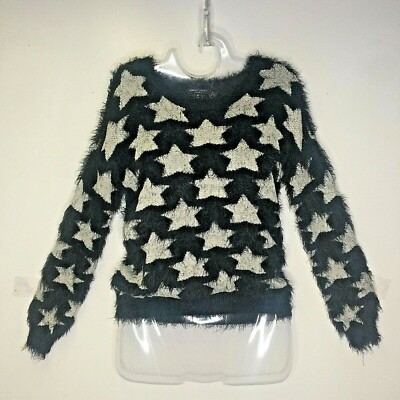 Romeo & Juliet Women's Size M Pullover Star Sweater Eyelash Yarn