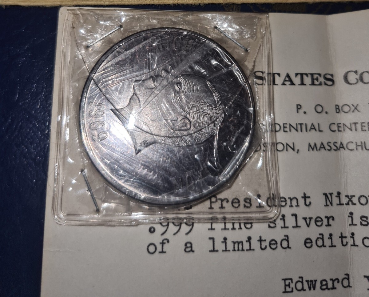 1969 RICHARD NIXON INAUGURAL .999 PURE SILVER MEDAL MEDALLIC ART