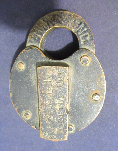 Antique Heavy Solid Metal Lock Locker, Railroad? Train? - Picture 2 of 7