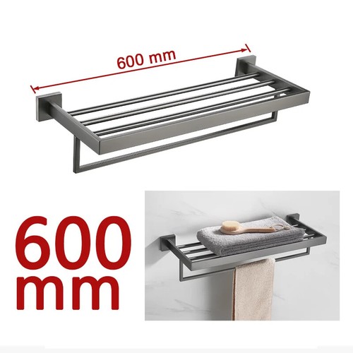 Brushed Grey Bathroom Accessorie Stainless Steel Metal Towel Rack Paper Holder - Picture 38 of 46
