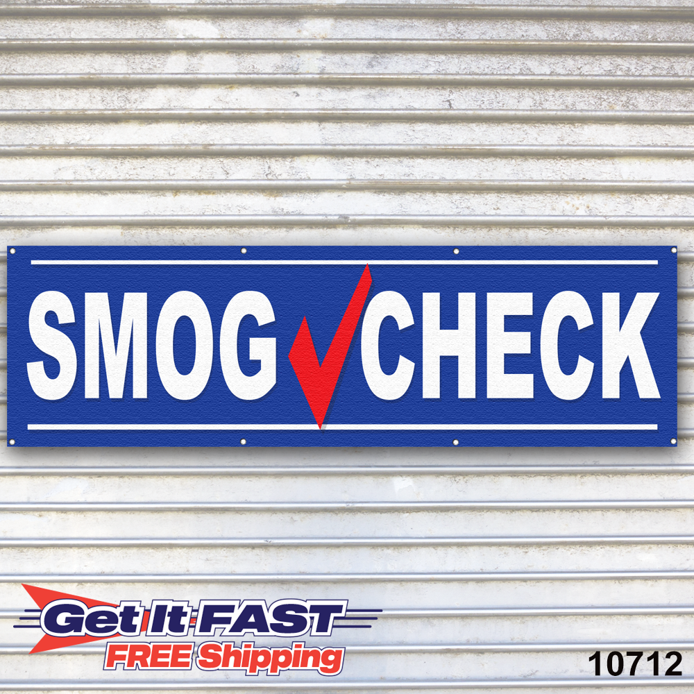 Smog Check Banner Sign Auto Repair Tire Dealer Service Bay Garage Banner