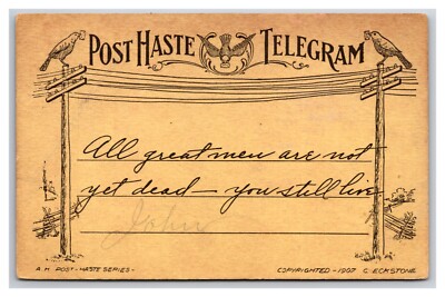 Motto Post Haste Telegram I Prefer A Good Enemy to a Bad Friend DB Postcard A16