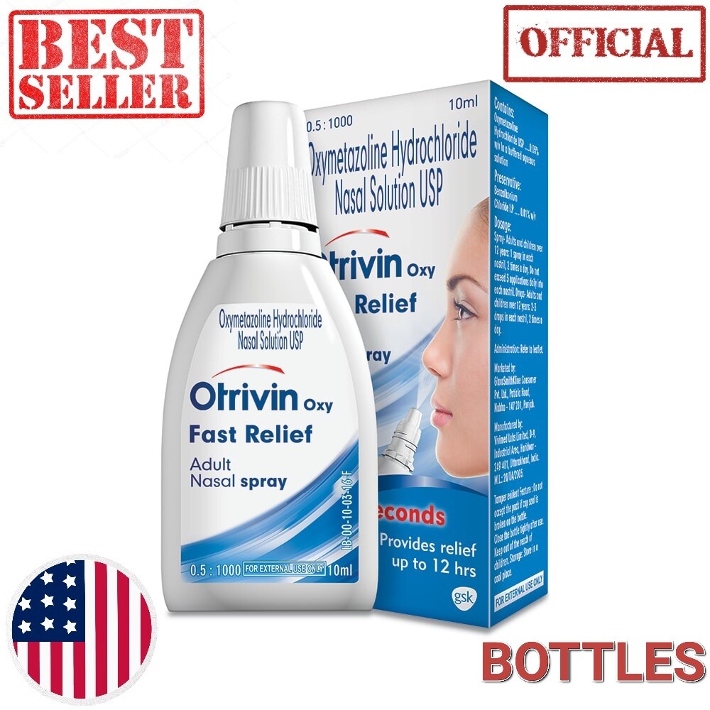 Spray nasal Otrivin Oxy alivio rápido para adultos OFICIALMENTE EE. UU. AL POR MAYOR 10 ml EXP. 2027