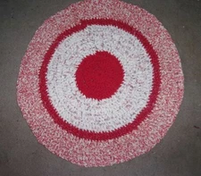 Valentine Rag Rug Cotton/Poly USA Handcrafted With Vintage Fabric