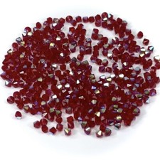 Czech Bicone Crystal Beads Medium Siam AB red Rondelle Diamond