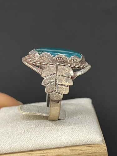Navajo Lee Paulin Sterling Silver Chrysoprase Ring ( Size 8.5 )( 6g ) I - Picture 2 of 7