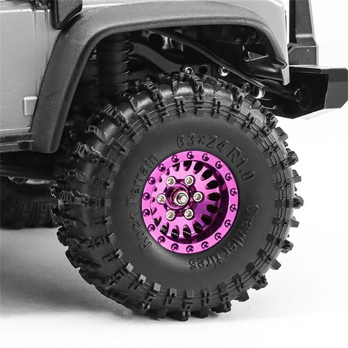 Llanta y neumáticos Beadlock de aluminio de 1,0" para Traxxas 1/18 TRX4M 1/24 SCX24 AX24 - Imagen 10 de 41