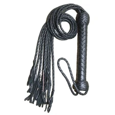 Cowhide Leather Flogger | Cat-O-Nine Tails Whip with 9 Braided Falls
