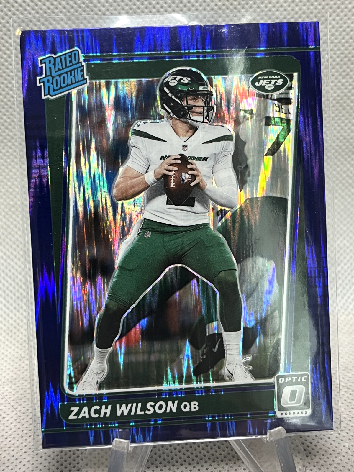 2021 Panini Donruss Optic Zach Wilson Rated Rookie Purple Shock Prizm #202 RC