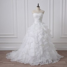 Mariage White/ Ivory Wedding Dresses Applique Beaded Pleats Ruffled Gowns