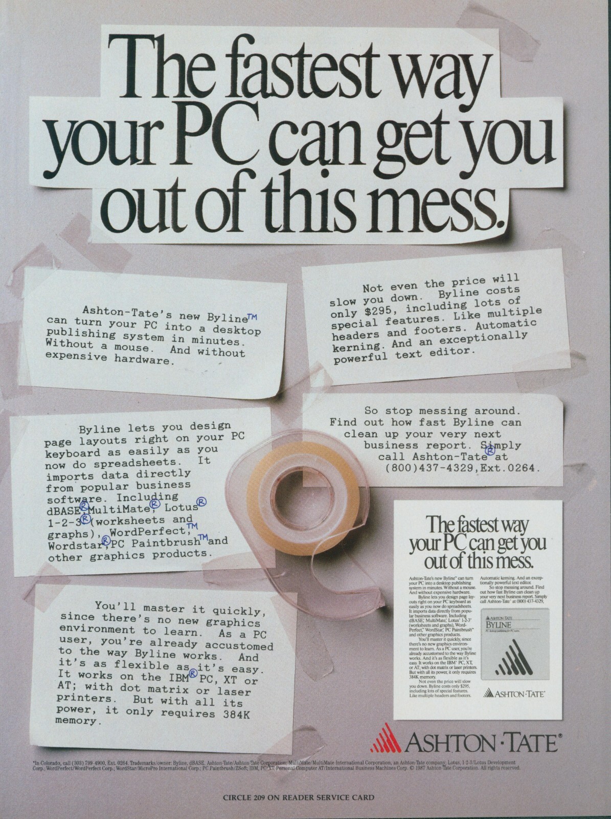 1988 Byline Desktop Publishing Tape Dispenser Ashton Tate Vintage Print Ad PC1