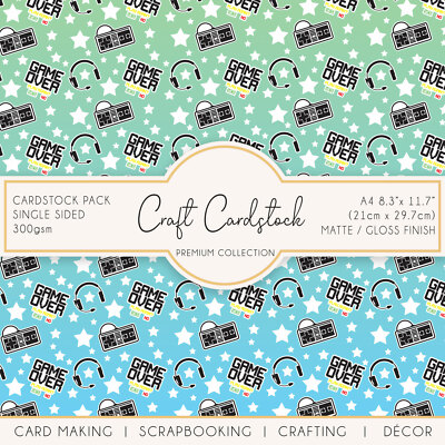 Game Over Gaming Muster Scrapbooking Karten basteln A4 Cardstock 300 g/m²