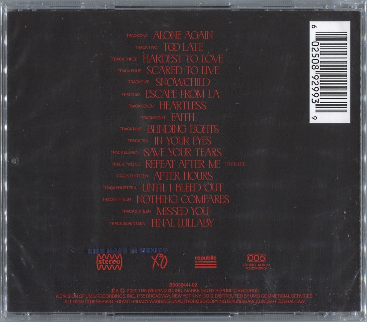 AUTOGRAPHED---- THE WEEKND After Hours DELUXE EDITION CD