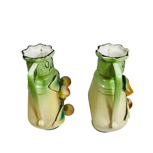 HJ Crown Vienna Art Nouveau Floral Porcelain Vases with Fruit - Set of 2 - Picture 5 of 20