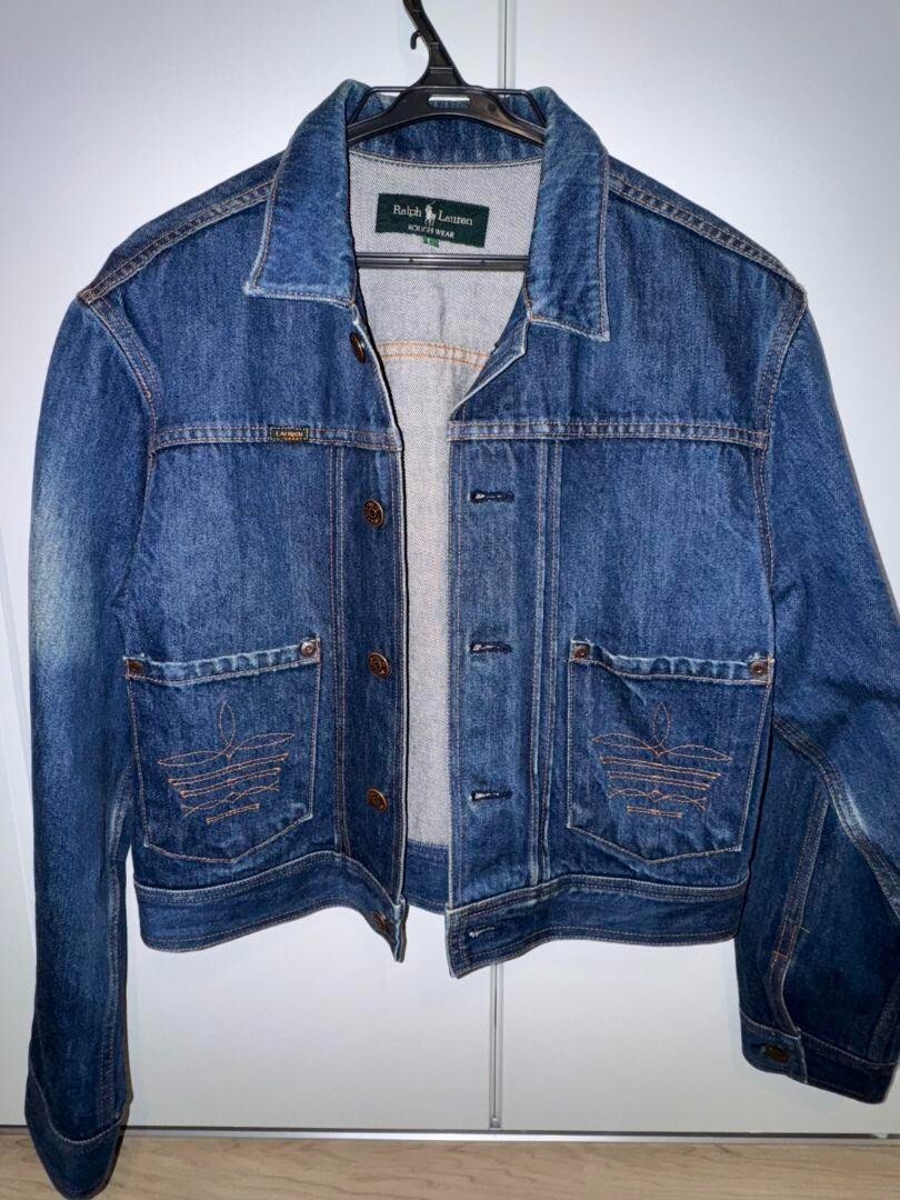 【ヴィンテージ】ラルフローレン　ROUGH WEAR 　刺繍　デニムジャケット Ralph Lauren Rough Wear Vintage Denim Jacket L Pocket