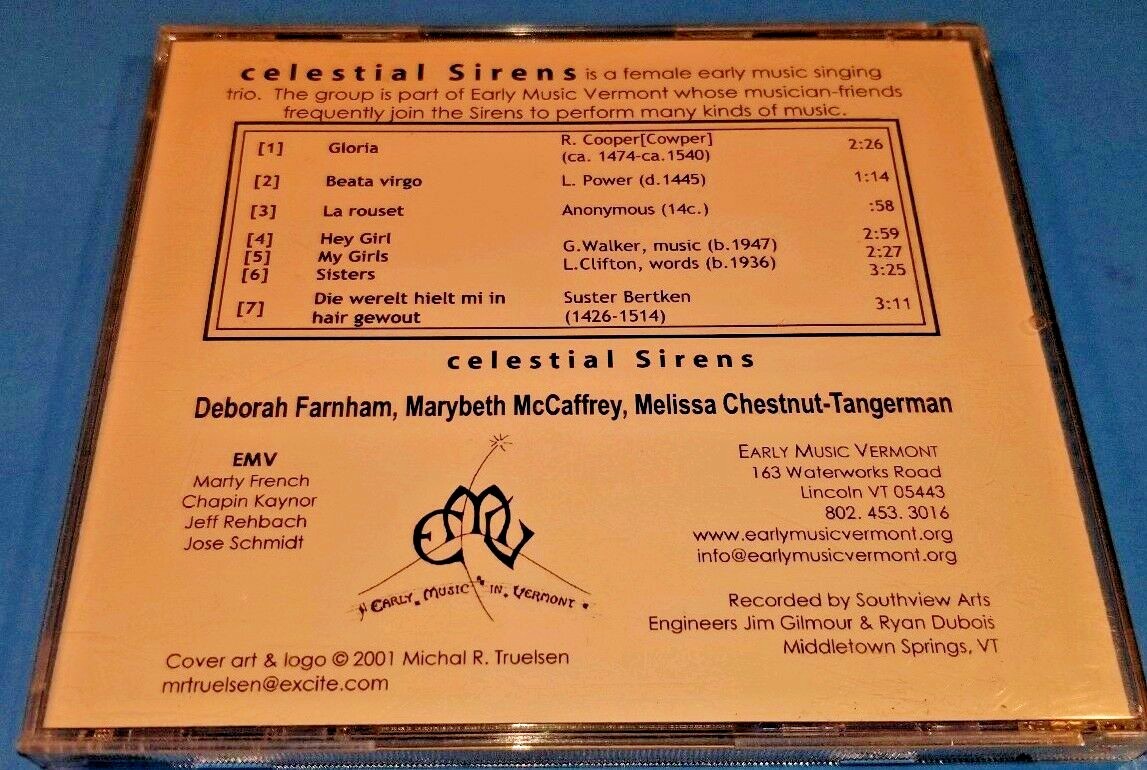 Celestial Sirens Cd Sampler 2001 Early Music Vermont
