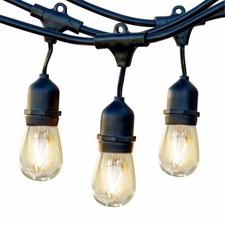 LED Waterproof Outdoor String Market Edison Bulb Lights Heavy Duty Patio 48 Feet