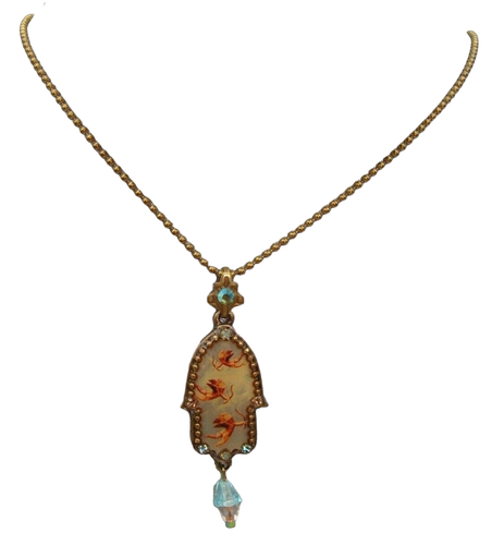 Collar Michal Negrin Cupido Cristal Hamsa Ángel Querubín Putti Colgante Victoriano - Imagen 10 de 11