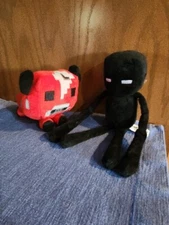 Lot 2 Minecraft Mojang Plush Mooshroom Red Cow And Black Enderman