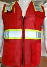 Two ToneHi Vis Reflective Red Safety Vest for Traffic, Security, Volunteer Work