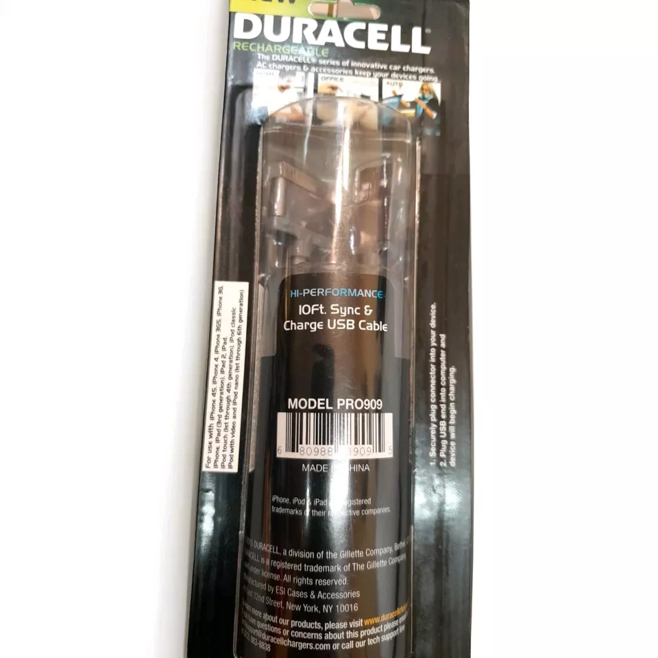 Duracell recargable "Cable de sincronización y carga" para: iPad - iPod - iPhone (30) 10 pies Foto 2 de 2