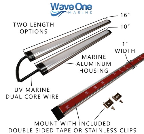 Casa rodante Wave One Marine | 10" espectro RGBW barco de acento rígido cortesía luz IP67 - Imagen 4 de 6