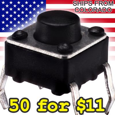 Tactile Button 6x6x5mm for Aduino, DIY, TTL, PCB and Raspberry Pi Projects