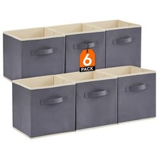 Foldable Storage Cube Basket Bin Fabric Collapsible Cloth Cubby Bins 6 PACK