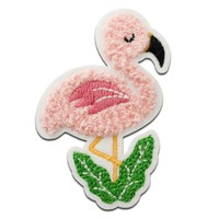 Flamingo Flauschig Tier - AufnäHer, BüGelbild, AufbüGler, GrößE: 6,9 X 5 Cm