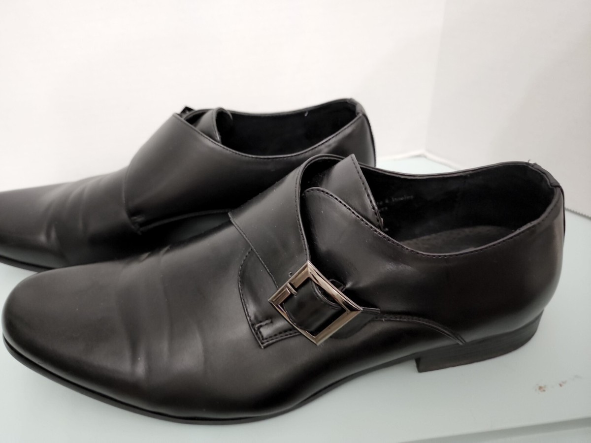 Alpine Swiss Mens Leather Loafers with monk strap buckle 