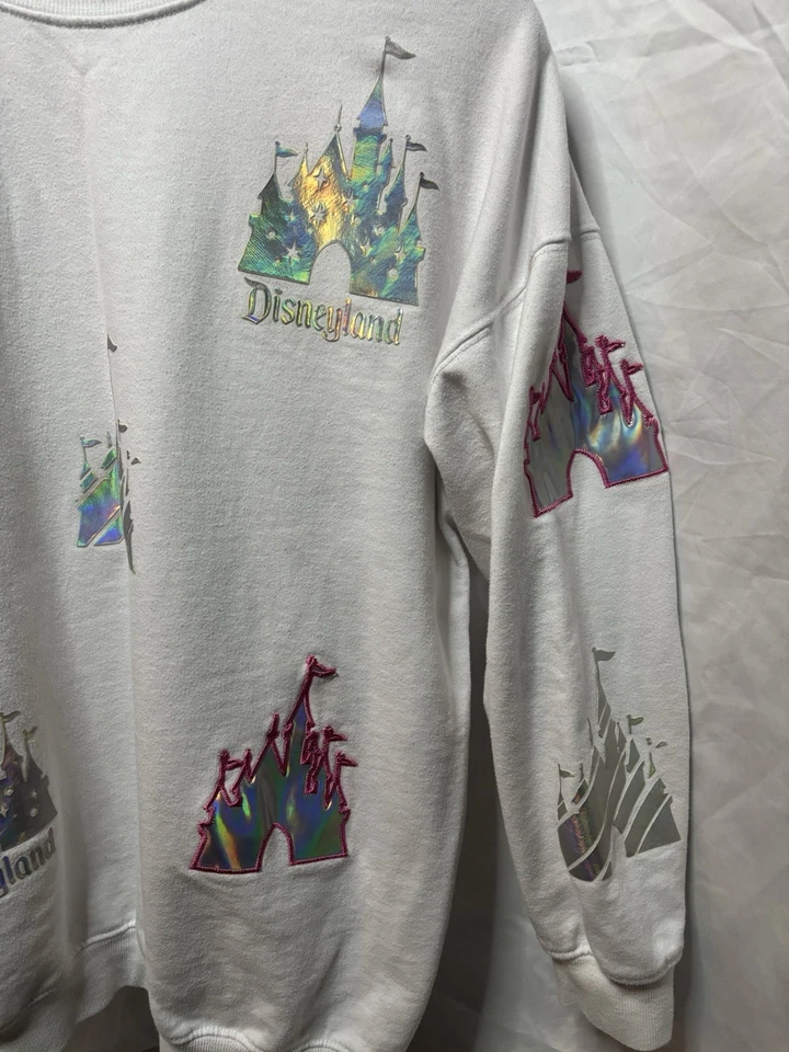 Sudadera Disney Castillo de Cenicienta Blanca, Rosa, Iridiscente Cuello Redondo Talla L Foto 3 de 4