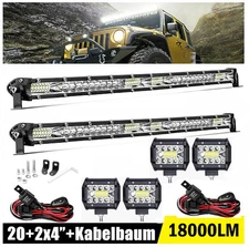 2 Set 22" 1200W LED Light Bar Combo + 4x4"Pods Offroad Wiring Kit For Jeep SUV-
