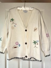 Never Fully Dressed Mystical Cream Knit Embroidered V-Neck Button Cardigan M