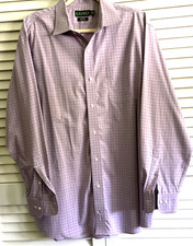 Ralph Laurenslim fit shirt mens 17 34/35 Purple Plaid Non Iron Button-Down