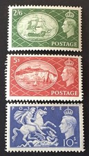 GB King George VI 1951 Mint Pt Set 2s6d 5s &10s Stamps Mint Light Hinged