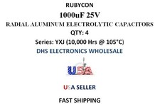 Cap Alum Electrolytic 1000uF 25V 20  10 X 20mm  QTY: 4 ea. Free Shipping