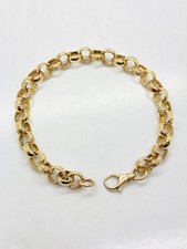 9ct Yellow Solid Gold Patterned/Plain Belcher Bracelet – 8.5mm – 8 ½"