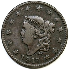 1817 N-15 R-4 Matron or Coronet Head Large Cent Coin 1c